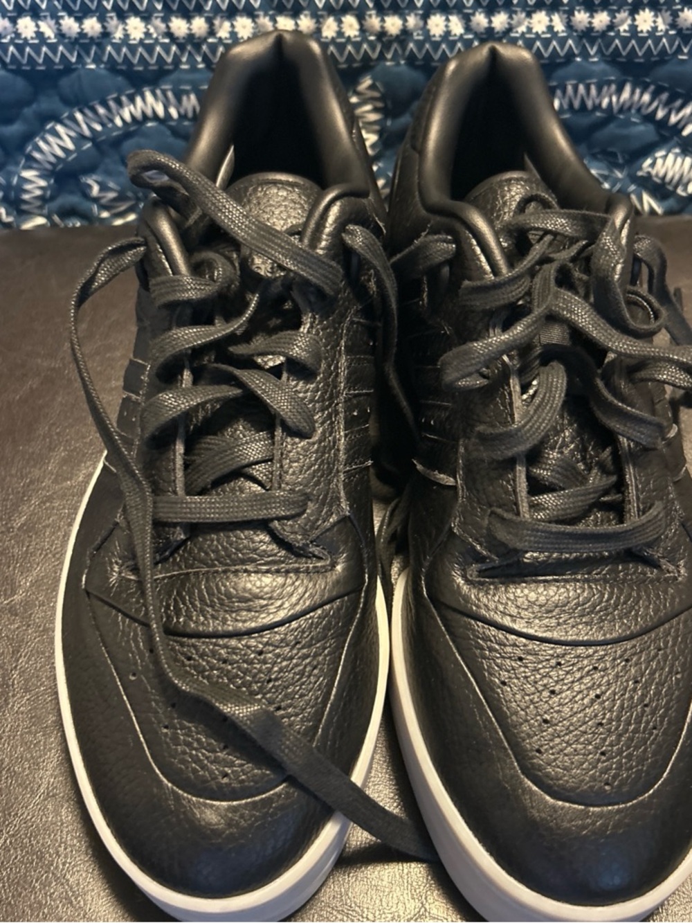 adidas Black Leather Low-Top Sneakers with White Sole